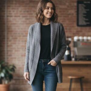 Barefoot Dreams CozyChic Lite Open-Front Cardigan Women's Size XS/S Shawl Collar